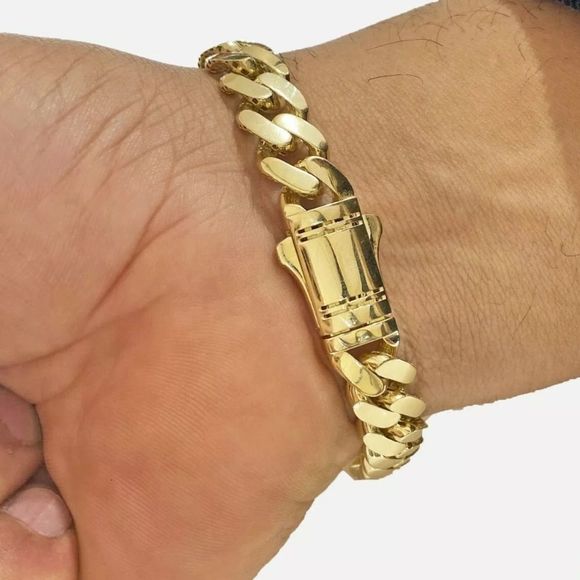 REAL 10K Gold Cuban Link Bracelet 10MM Thick 7”